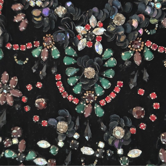 🖤 ECOTE BEADED BOHO DISCO COWGIRL VELVET BEADED WESTERN CUT OUT MINI DRESS - Picture 6 of 12